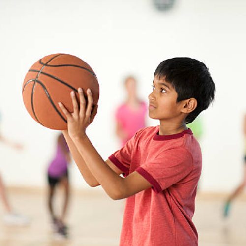 Boy shooting free throw